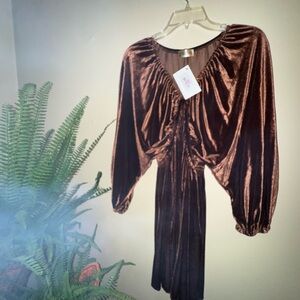 Elegant Brown Velvet Dress